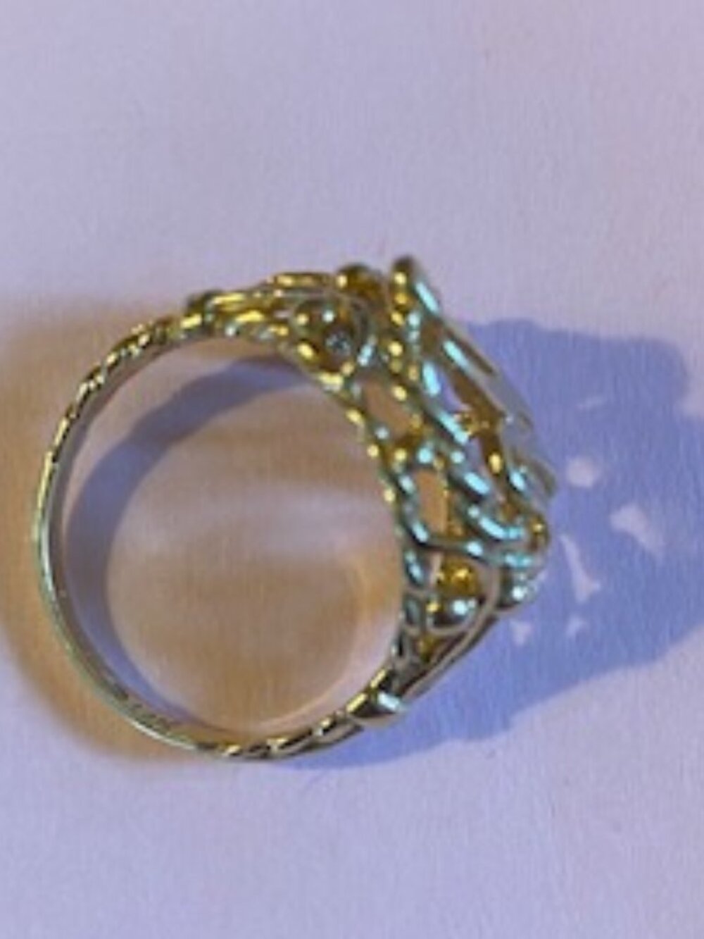 14K Gold Initial ring, W or an M size 5, pinky ring - Picture 2 of 5